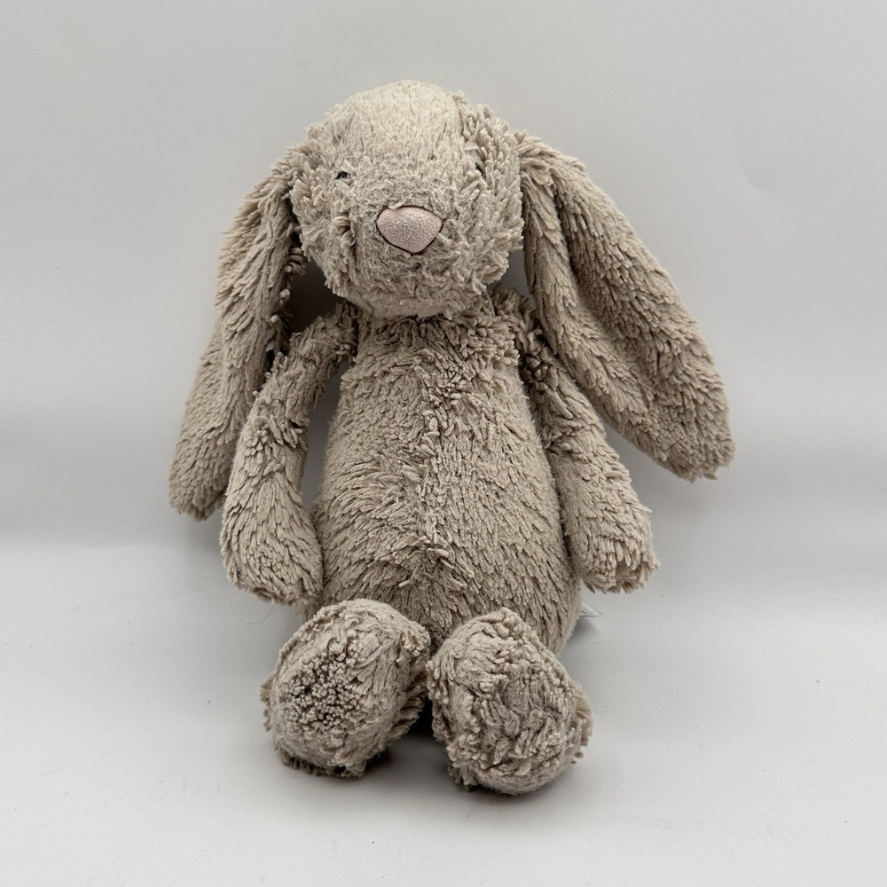 Jellycat Beige Bashful Bunny Plushie 12" Well Loved Stuffed Animal Collectible